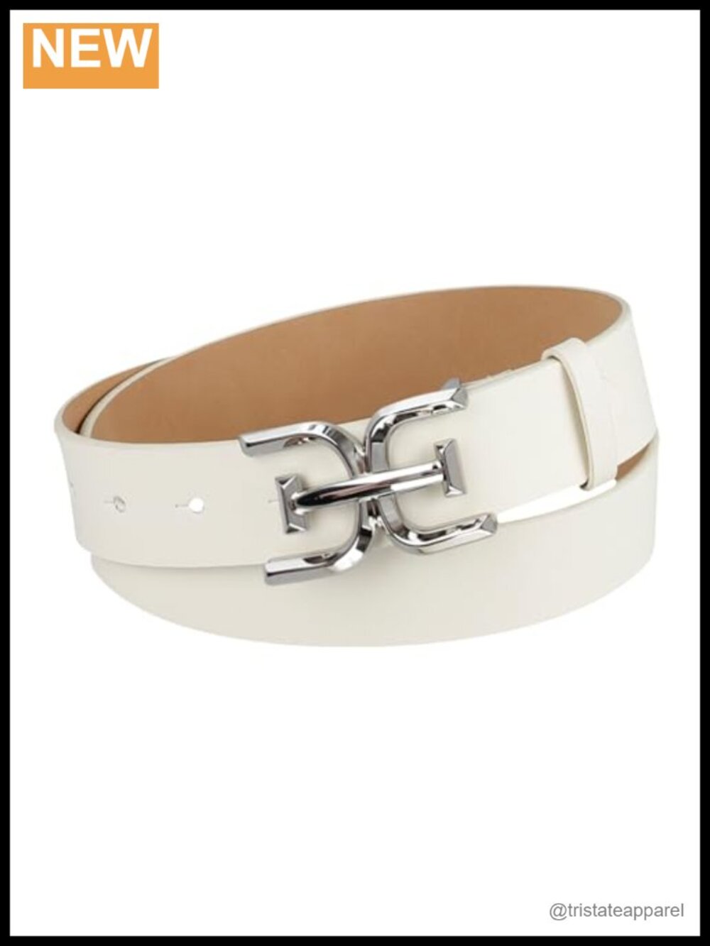 Women's Leather Belt with Double-E Logo Plaque Buckle, 1.4" Adjustable Fit